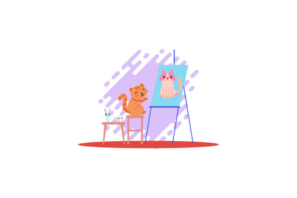 Cat Icon Cute Paint Red Cat Review