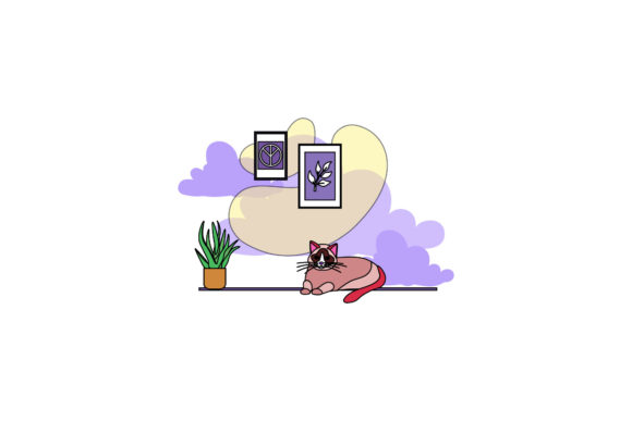 Cat Icon Cute Spoiled Color Outline Review