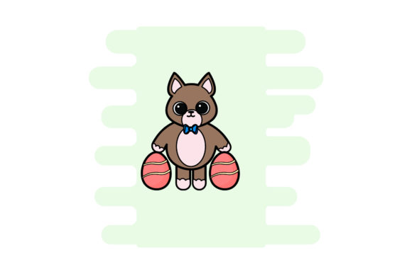 Easter Icon -brown Cat Lines and Colors