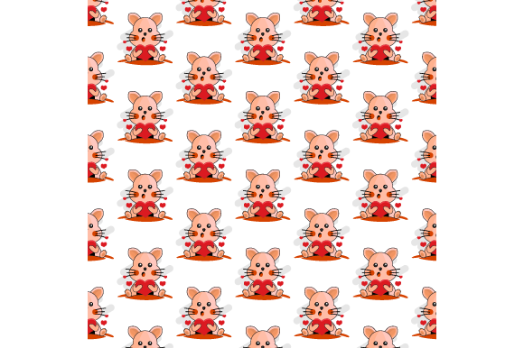 Pattern Cartoon Cat Holding Heart Design Review